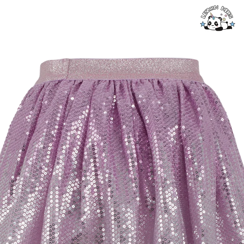 LEZONKIDS - OEM Customizable Breathable Little Girl Skirts Sparkling Sequin Princess Dance Party Mini Skirts for Girls